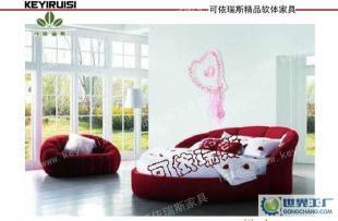 可依瑞斯批发定制 时尚布艺双人圆床6#，打造家居软体家具新风尚